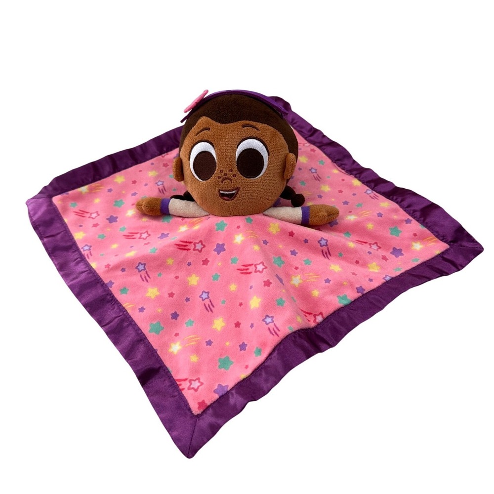 Disney Doc McStuffins‎ Baby Security Blanket Pink Star Lovey Purple Satin